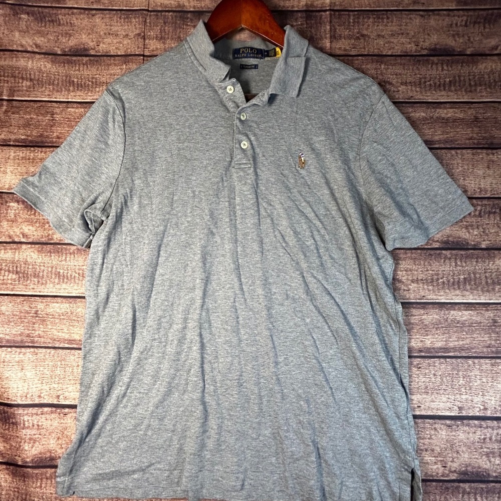 Polo Ralph Lauren Mens Classic Fit Short Sleeve Polo Shirt Gray M Flesh Pony